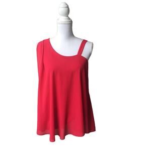 Bobeau Red One Shoulder Cold Shoulder Knit Blouse Small